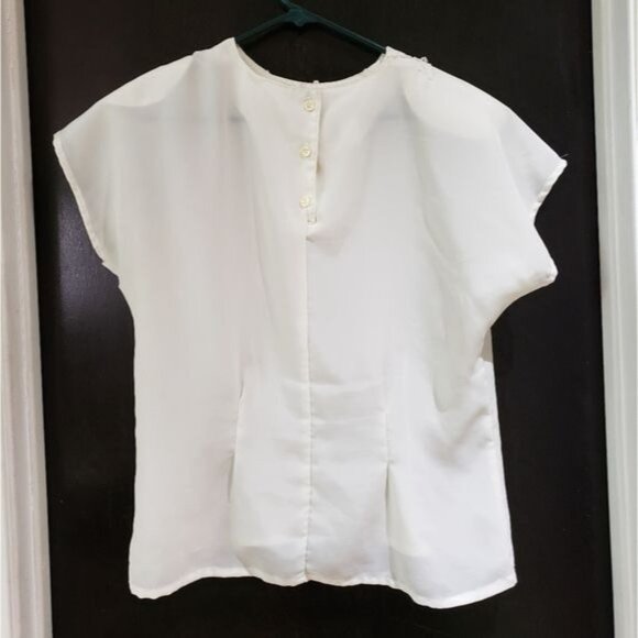 Impressions of California cream, short sleeve blouse, top, size: 12 - Picture 2 of 4